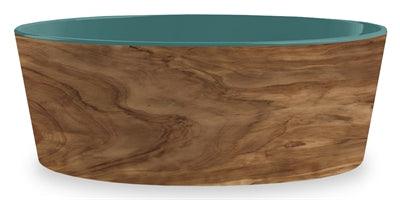 Tarhong Voerbak Hond Olive Melamine Houtprint / Teal Zeegroen