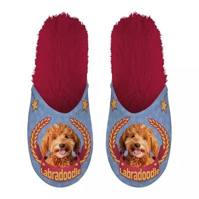 Merkloos Pantoffel Labradoodle Lila / Rood