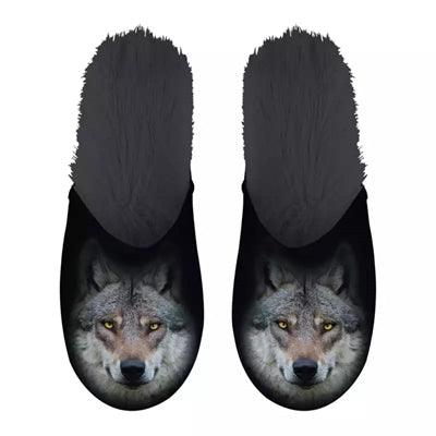 Merkloos Pantoffel Wolf Zwart