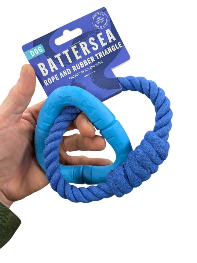 Battersea Triangel Rubber / Touw Blauw - Goedkoop trekspeelgoed honden